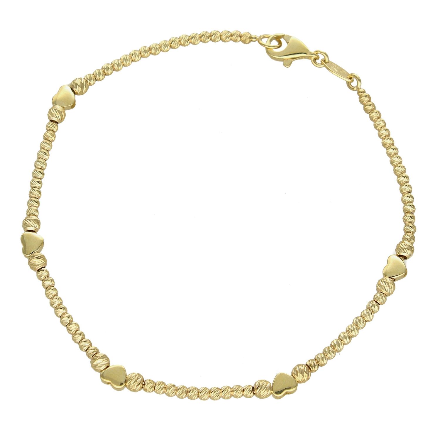 Złota bransoletka celebrytka 'Walentynka dla zakochanych' serce i grawerowane kuleczki BR 4227.jpg